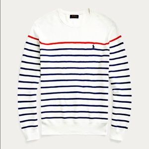 Striped Mesh-Knit Cotton Sweater